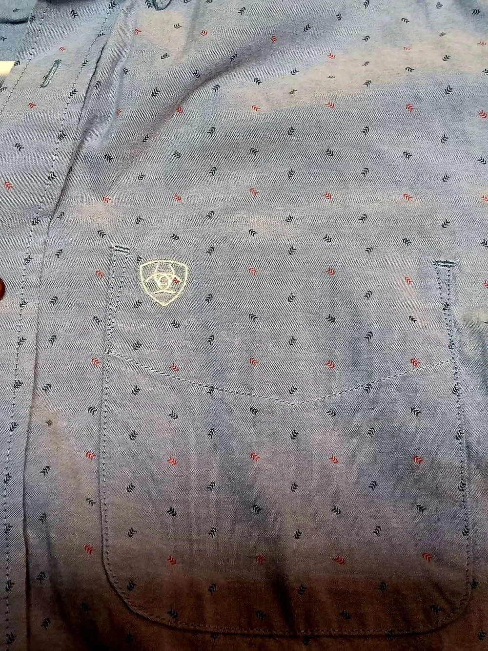 Ariat Light Blue Microdot Button-Down Shirt - Picture 4 of 4